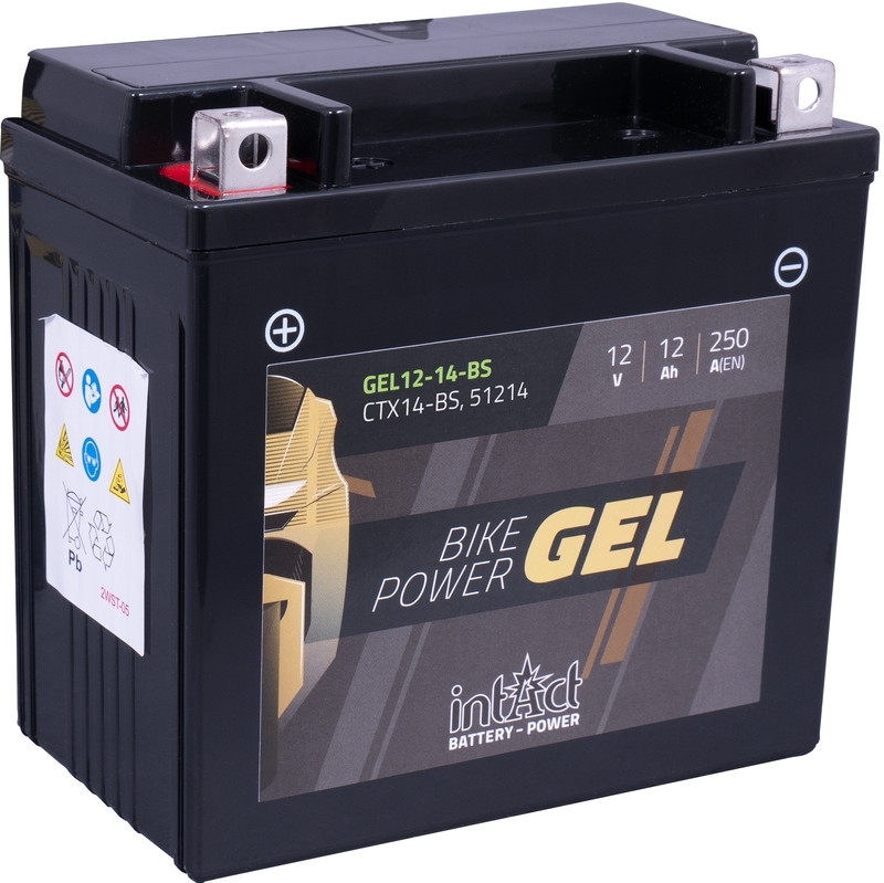 intAct GEL12-14-BS (YTX14-BS), Motorradbatterie 12V 12Ah